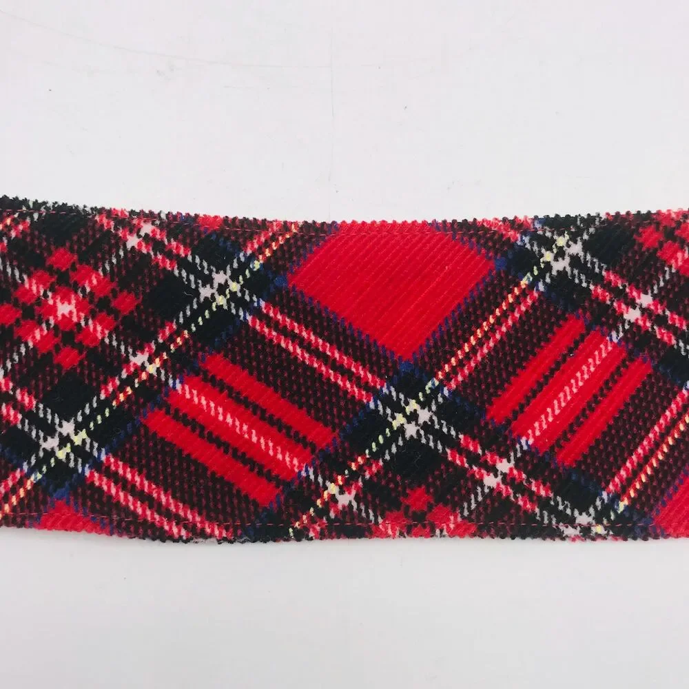 Handmade Mug Cozy, Plaid Corduroy Red Black, Hot Beverage Cozy, Stocking Stuffer
